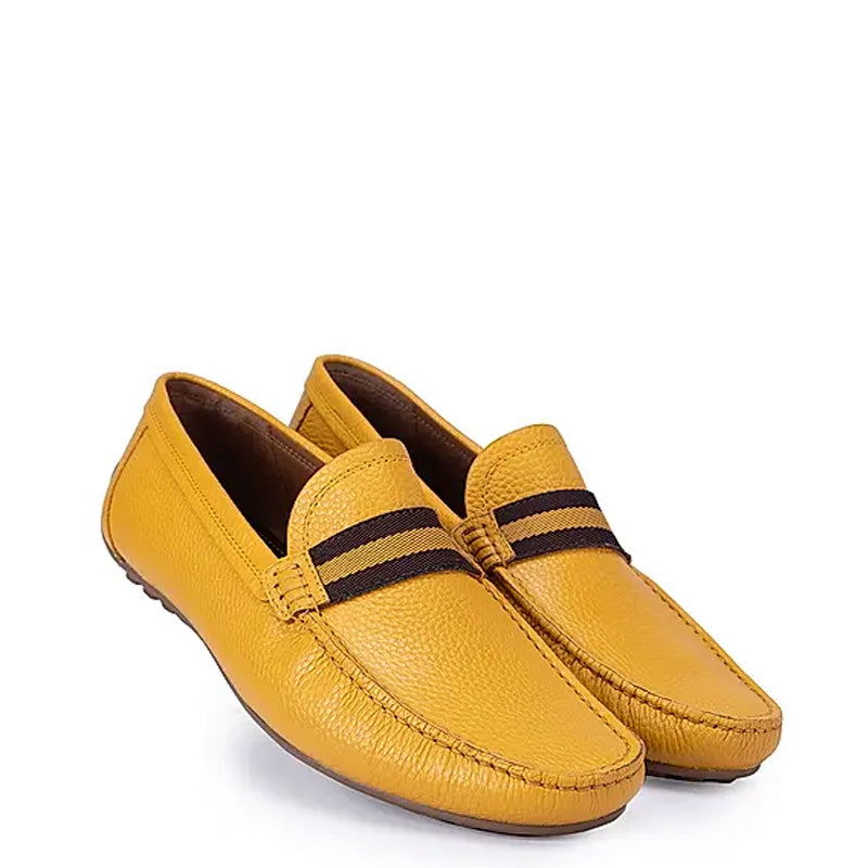 Premium Handmade Leather Moccasins Formal Yellow Loafer