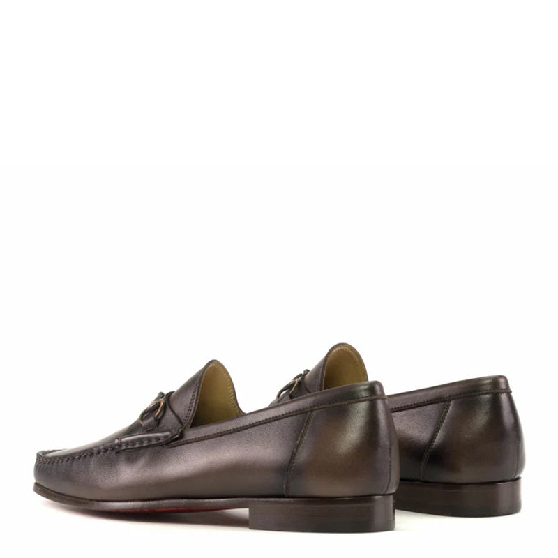 Leather Horsebit Buckled Brown Loafer For Men