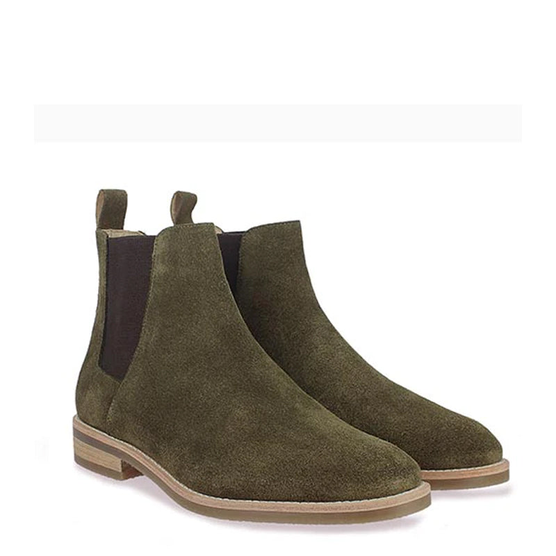 Men Solid Suede Leather Chelsea Boot Tan