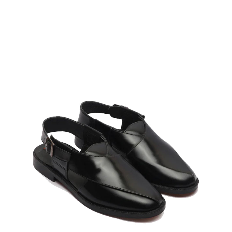 Ethnic Back Strap Leather Peshawari Black Sandal