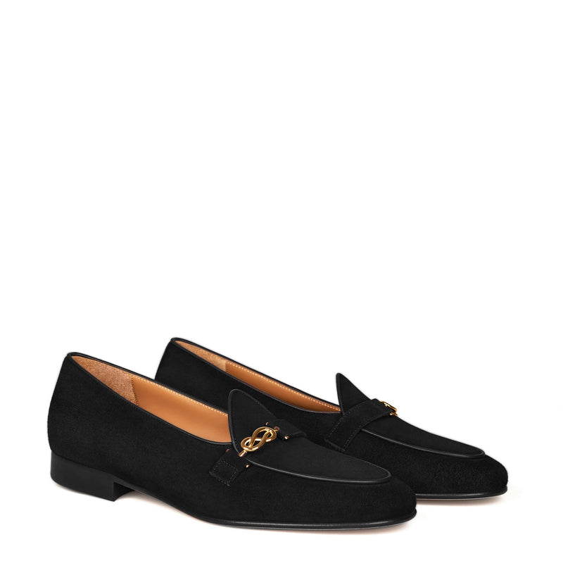 Men's Suede Loafers Sleek Shoe Black