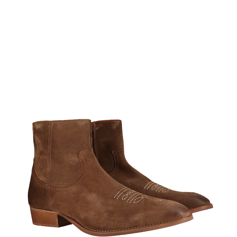 Men Suede Leather Side Zipper Boots