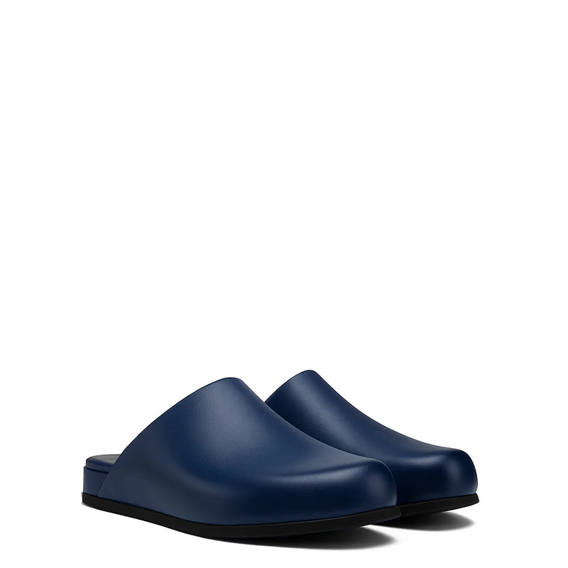 Blue Leather Men Mule