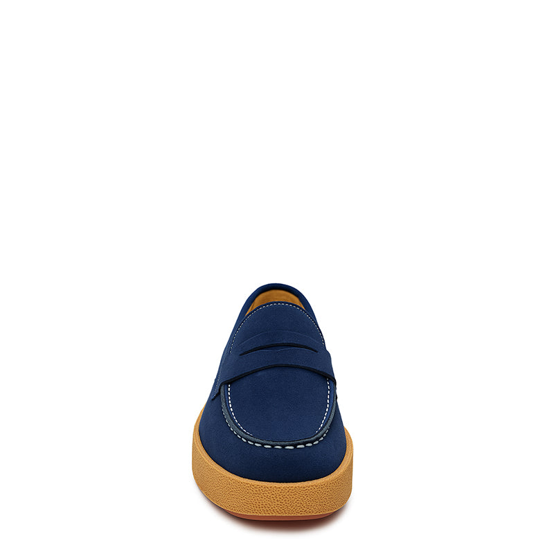 Men Suede Round Toe Loafer Blue