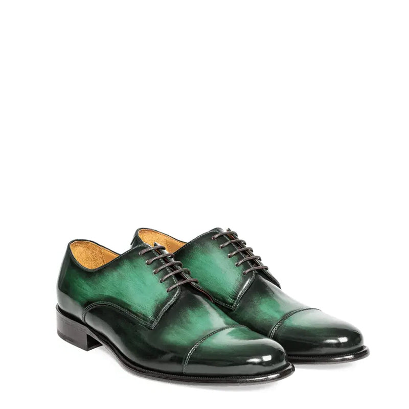 Classic Handmade Shiny Leather Oxford Green Shoe