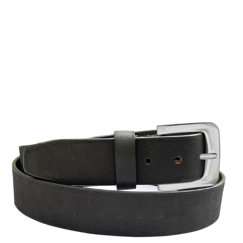 Men Casual Solid Silver Buckle Leather Belt