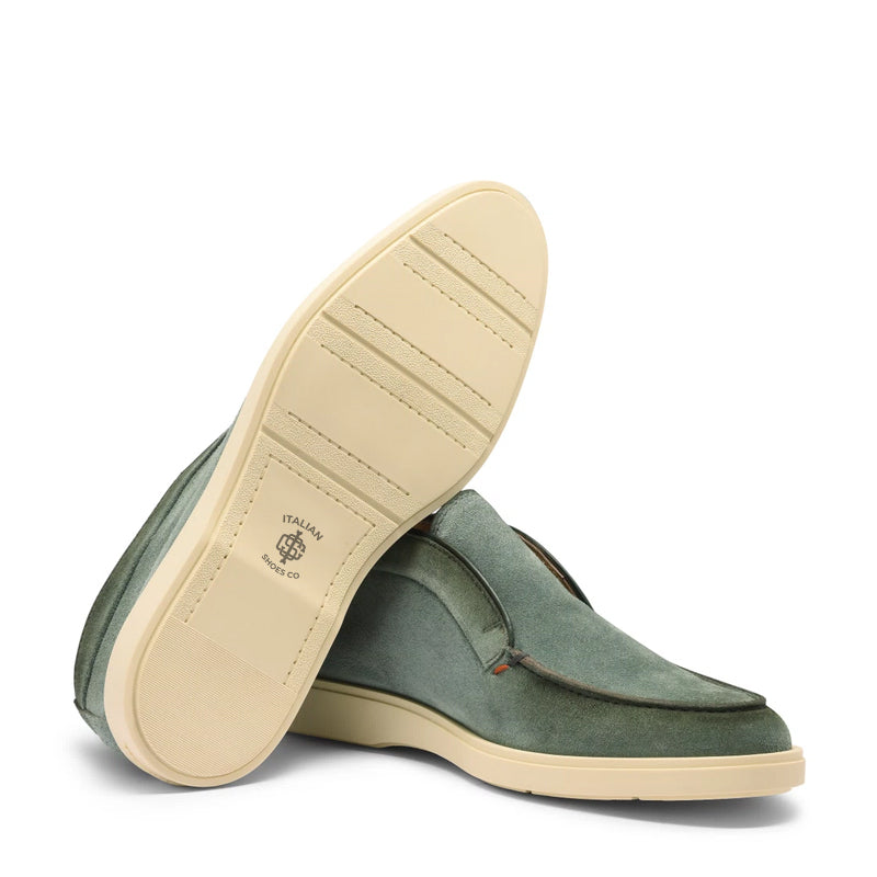 Olive Green Suede Loafer For Men