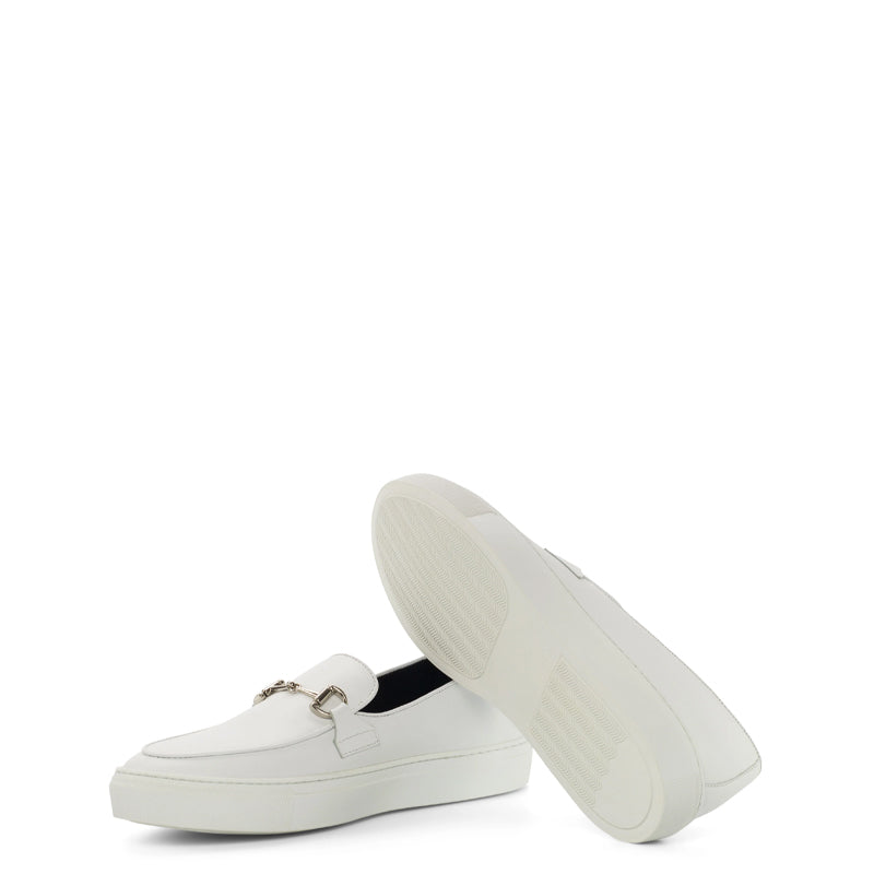 Men Comfort Horsebit Buckled White Sneaker