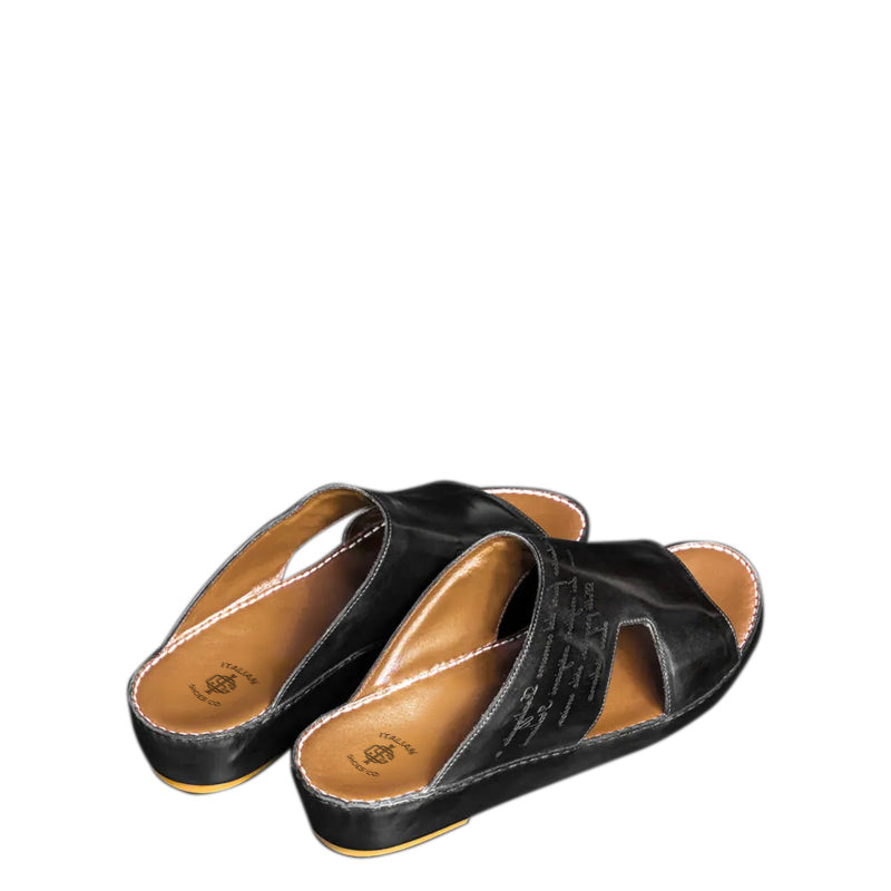 Open Toe Leather Comfort Arabic Black Sandal
