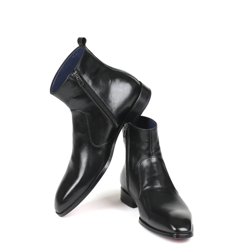 Handmade Leather Side Zipper Boots For Men