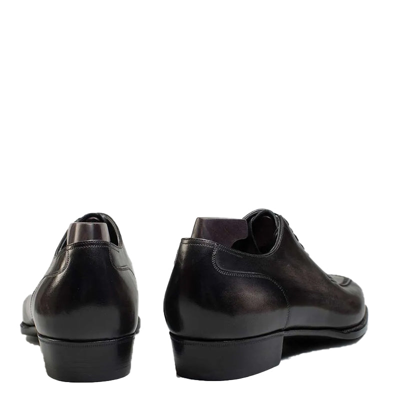 HandPainted Wholecut Split Toe Leather Oxford Black Shoe