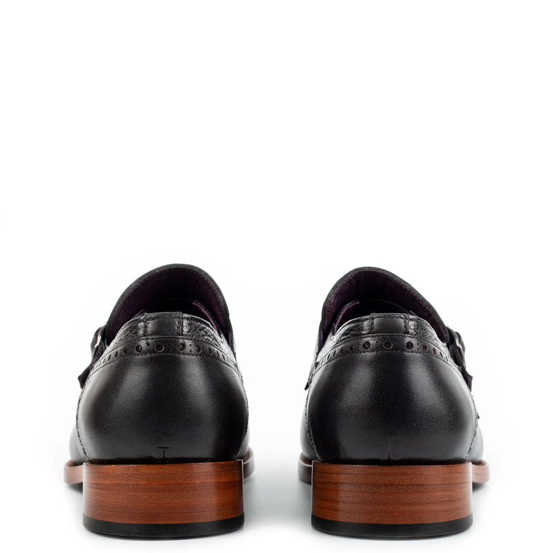 Luxury Design Leather Stylish Double Monk Shoe Black