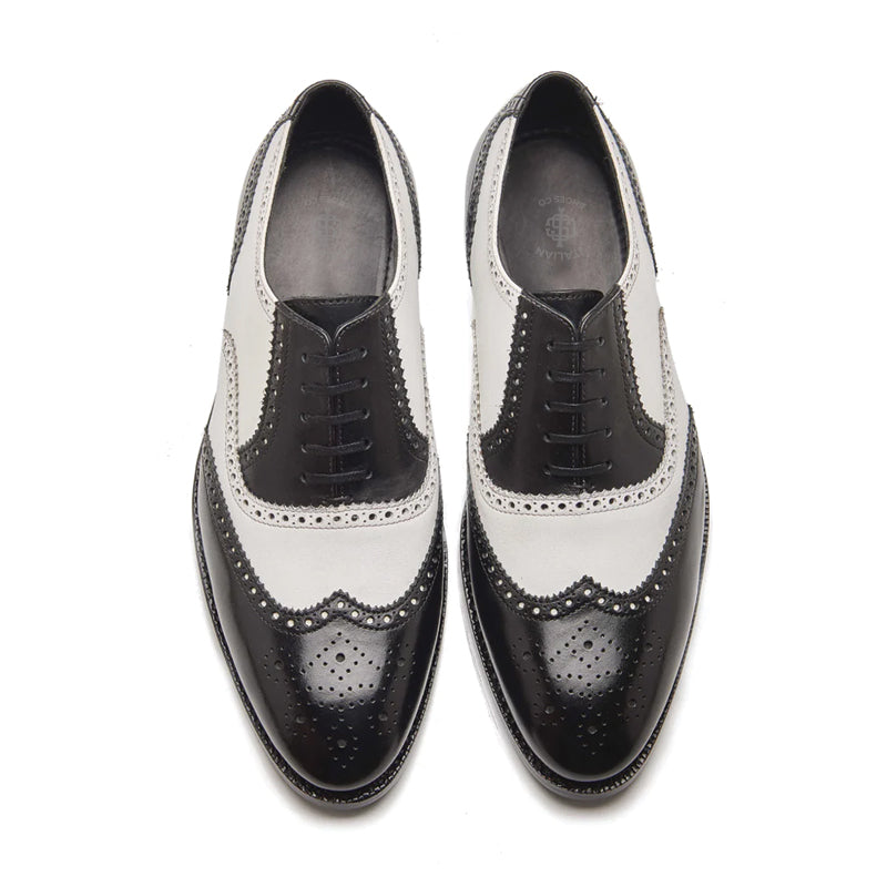 Wingtip Dual Tone Leather Formal Oxford Black and White Shoe