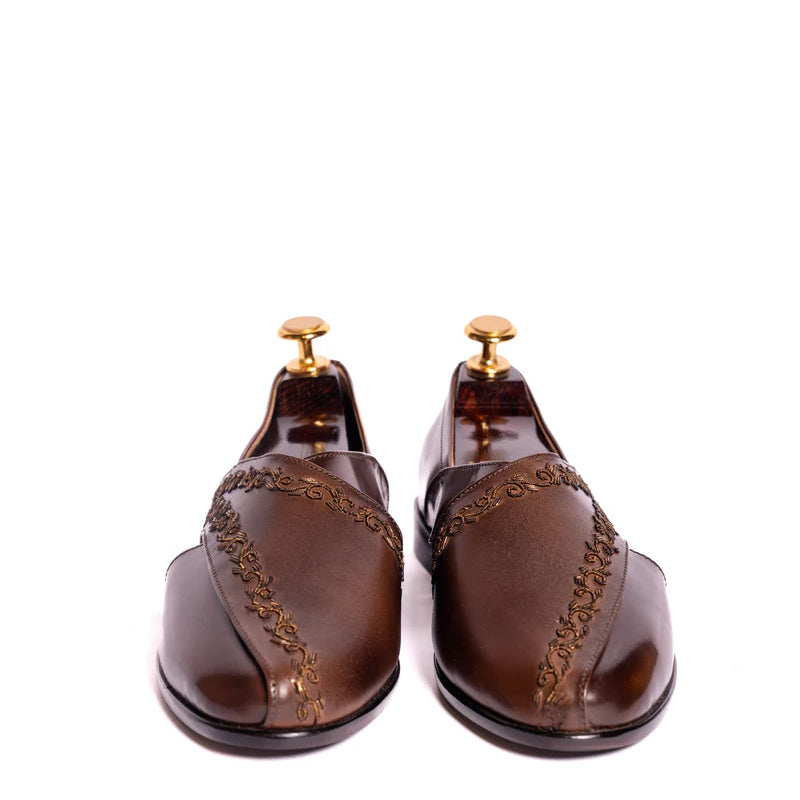 Luxury Design Cross Strap Peshawari Brown Sandal