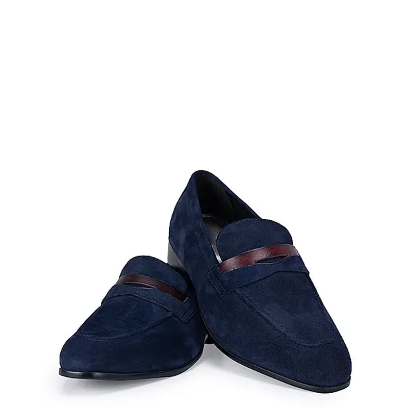 Classic Suede Penny Leather Formal Burgundy Loafer