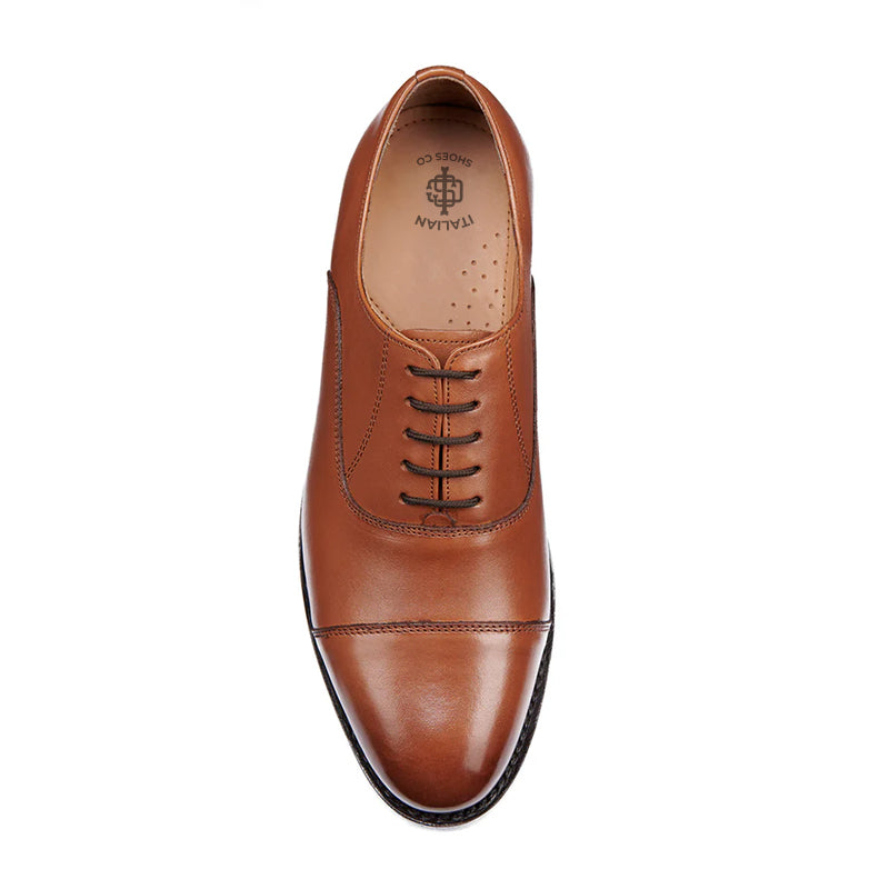 Classic Design Leather Cap-Toe Oxford Shoes