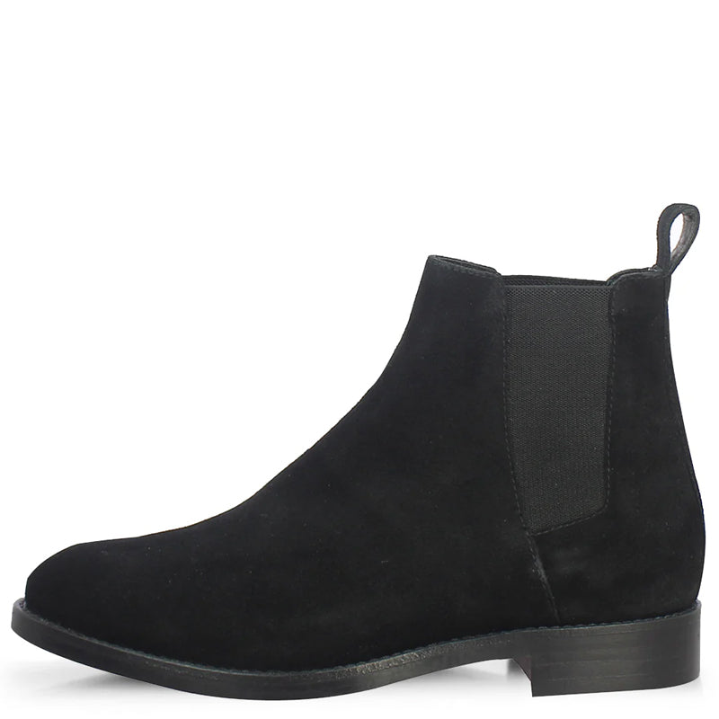 Men Suede Mid-Top Leather Chelsea Boot Black