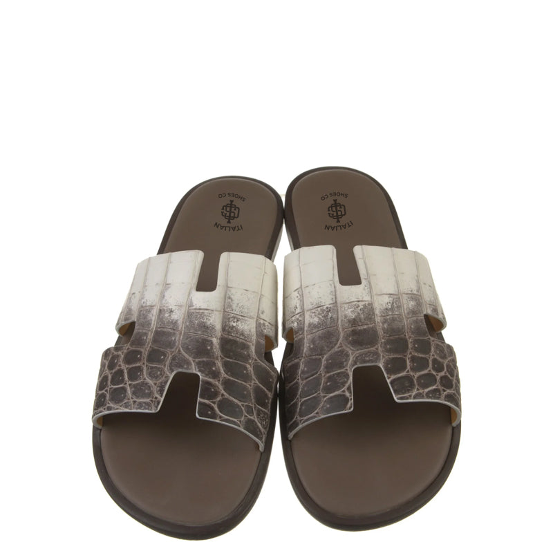 Luxury Croco Leather Matte/White Oran Sandal