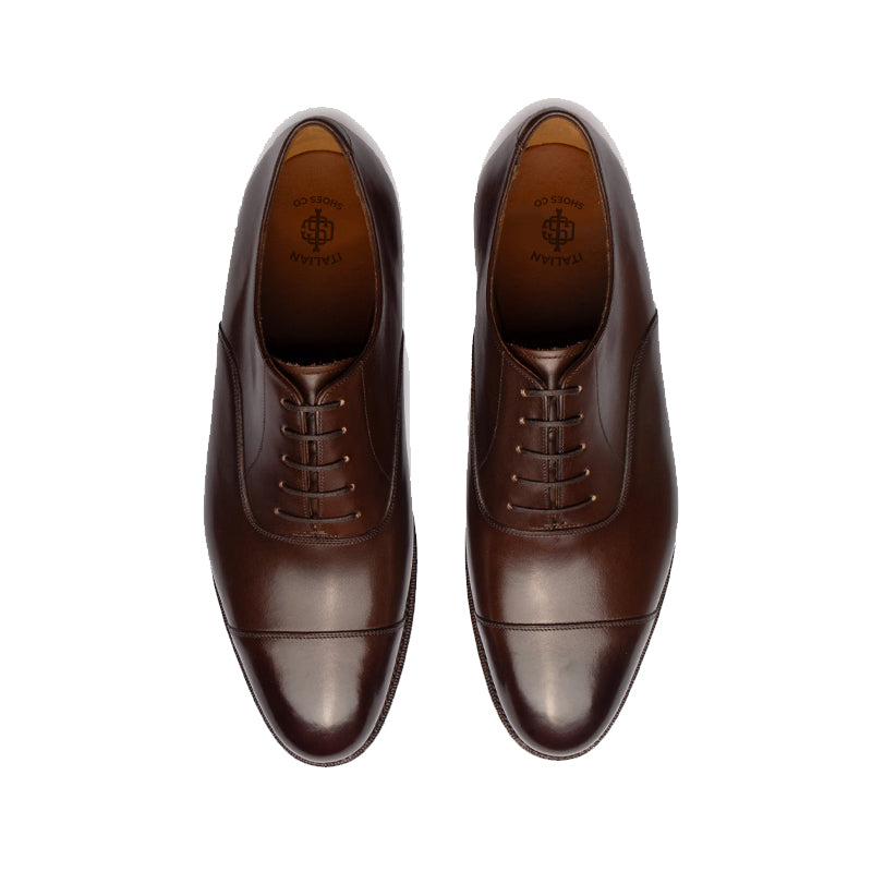 Plain Classic Design Captoe Leather Oxford Shoe Tan