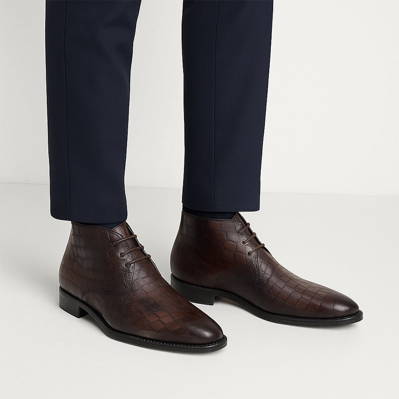 Men's Croco Leather Chukka Boots