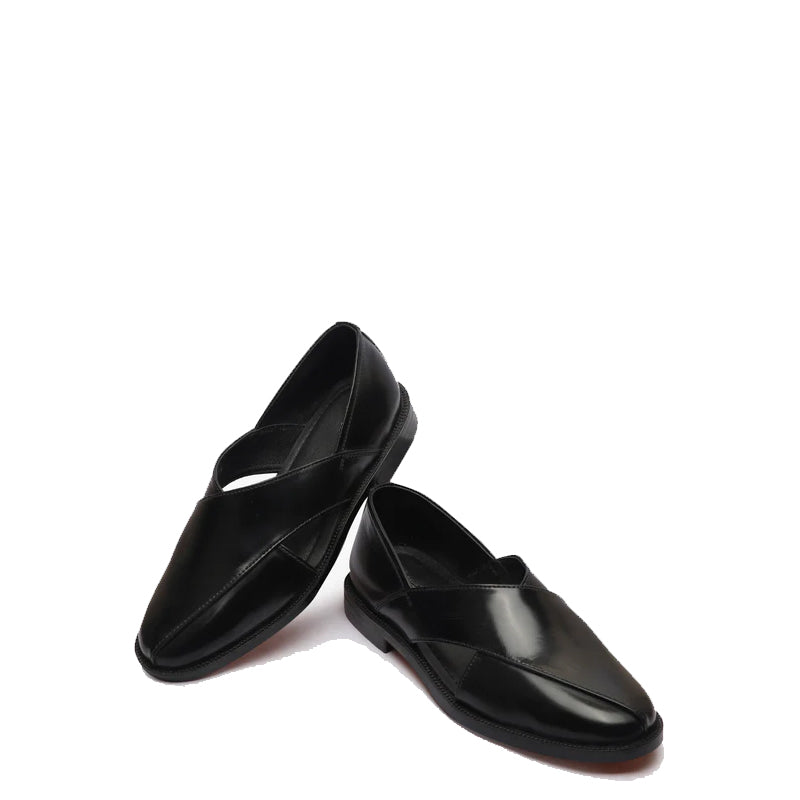 Shiny Leather Closed Comfort Peshawari Brown Sandal