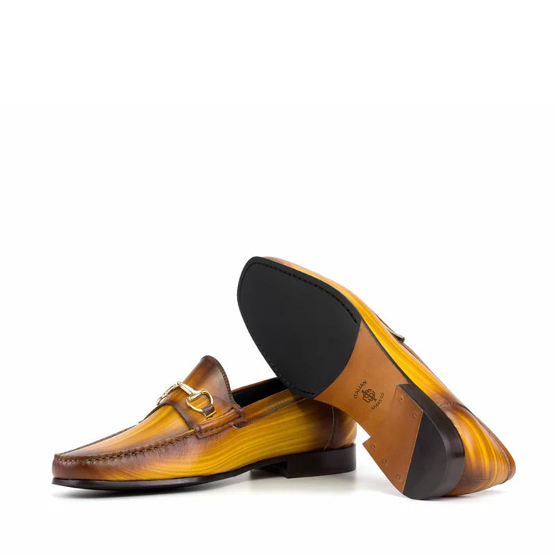 Classic Patina Leather Moccasins Buckled Loafer