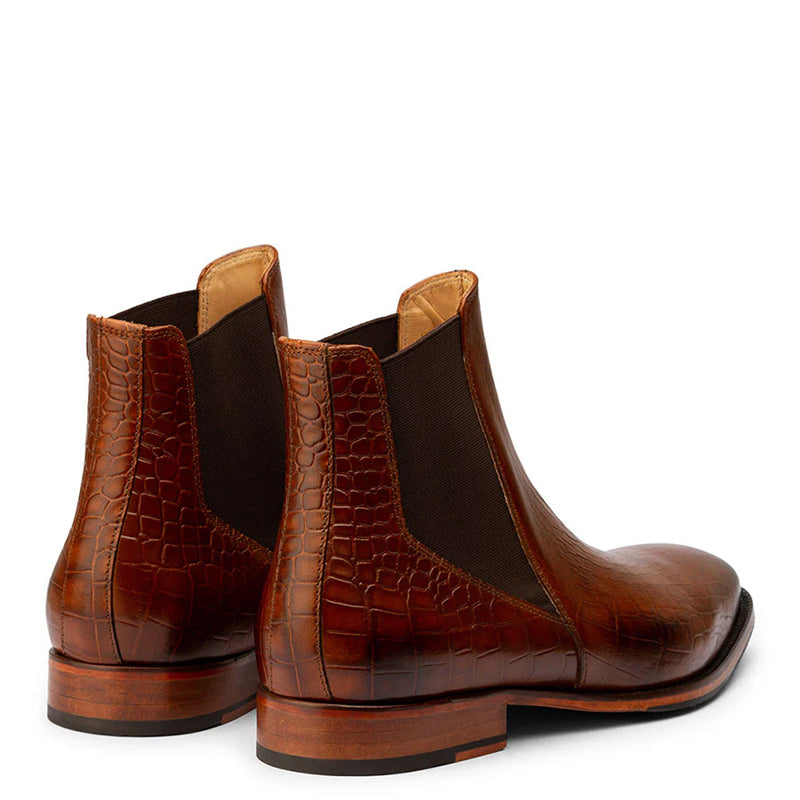 Mid-Top Croco Leather Chelsea Boots For Men