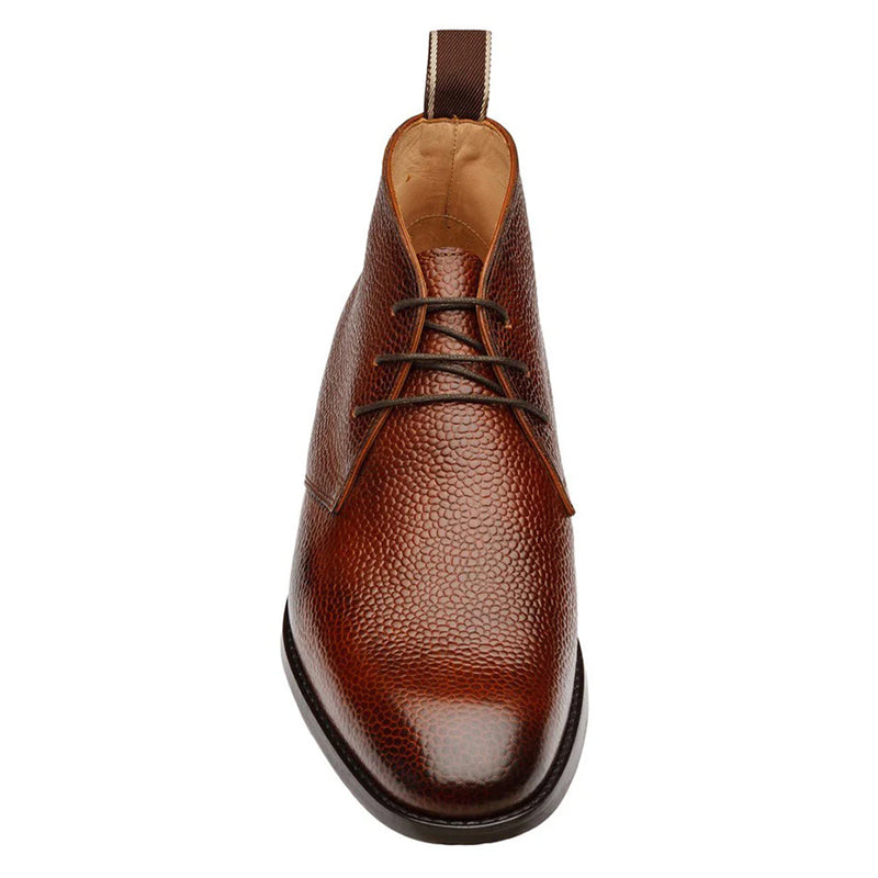 Luxury Stylish Leather Grain Chukkas Boot Brown