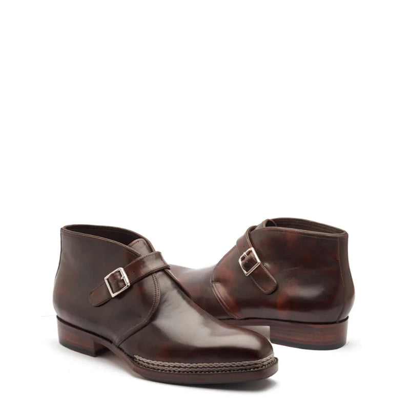Premium Leather Single Monk Chukkas Boot Brown