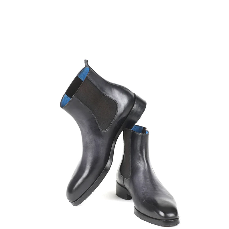 HandPainted Solid Leather Chelsea Boot Black and Green