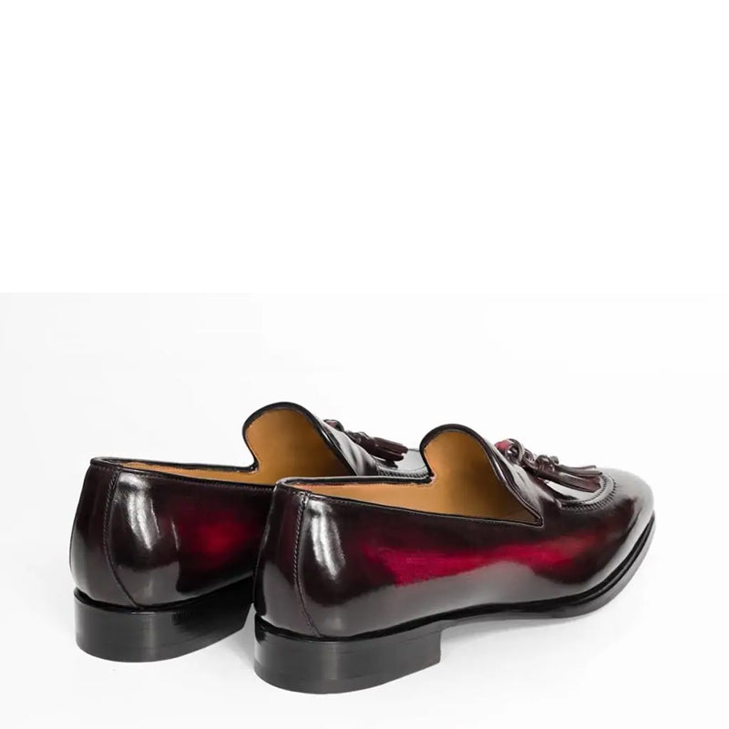 Shiny Leather Pure Tassel Blue Loafer