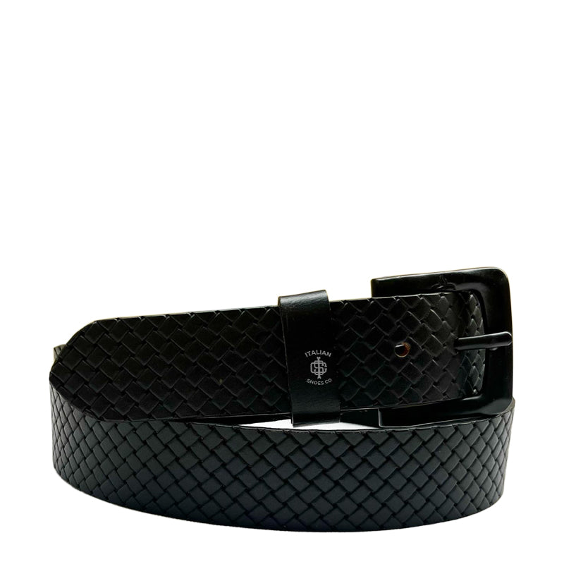 Pliancy Diamante Black Leather Belt