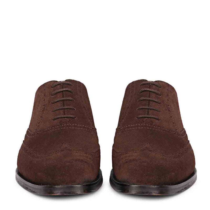 Leather Square Toe Lace Up Brown Wingtip Oxford Shoe