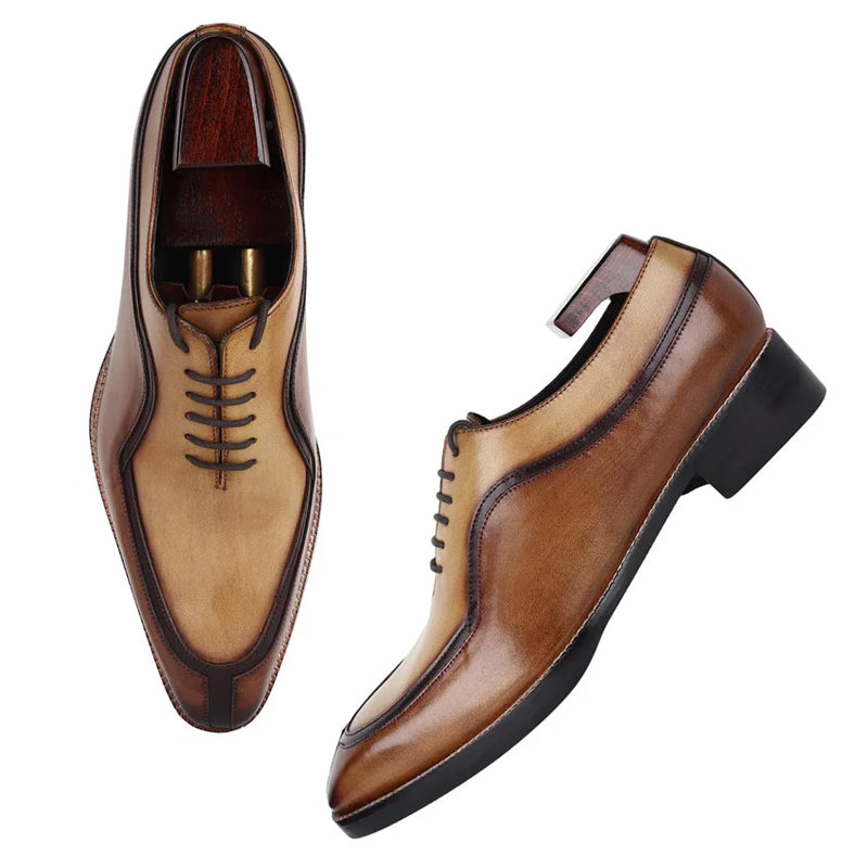 Patina Split Toe Leather Oxford Shoe Tan/Brown