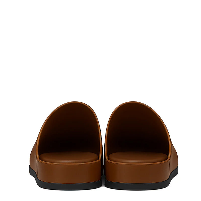 Brown Leather Men Mule