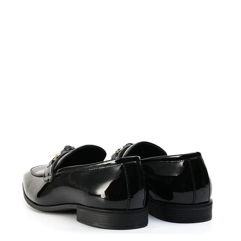 Patent Shiny Leather Horsebit Buckled Tassel Black Loafer