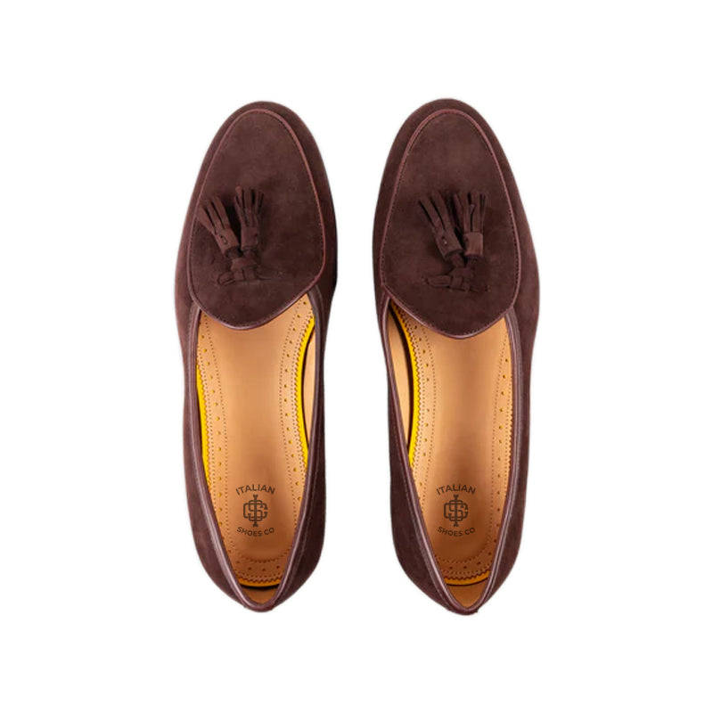 Classic Design Suede Leather Tassel Yellow Loafer