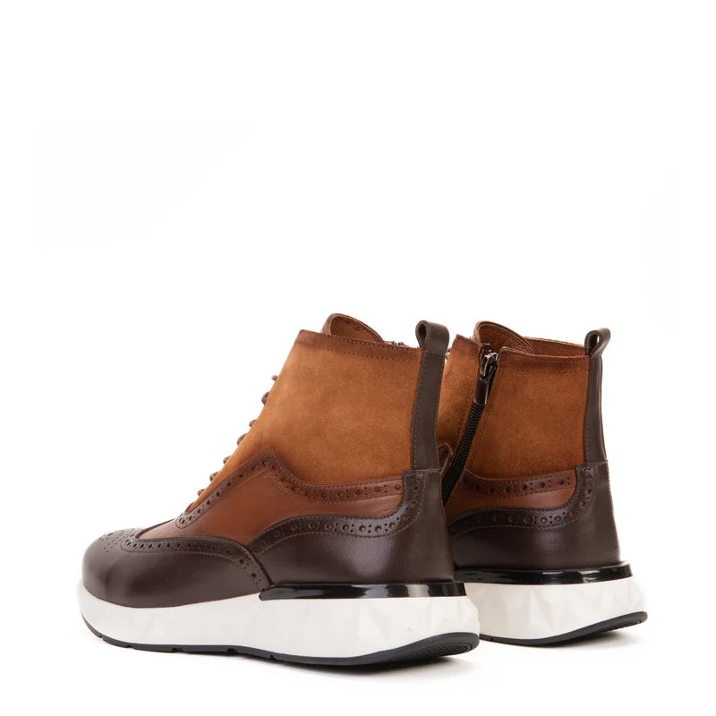 Premium Leather Lace-Up Wingtip Brown Boot