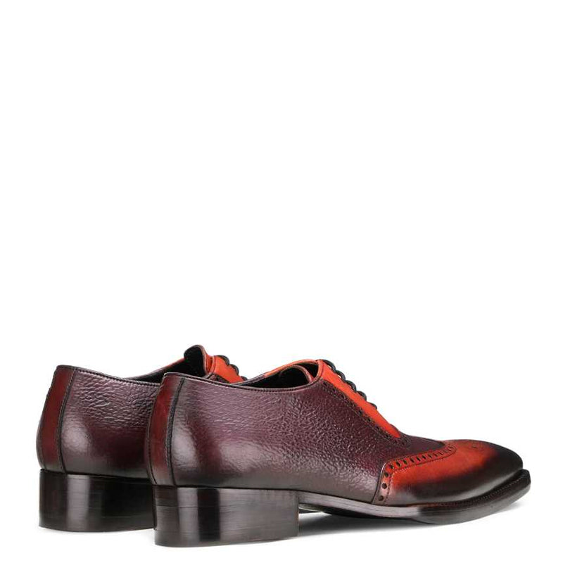 Celestia Wingtip Dual Tone Leather Oxford Burgundy / Tan Shoe