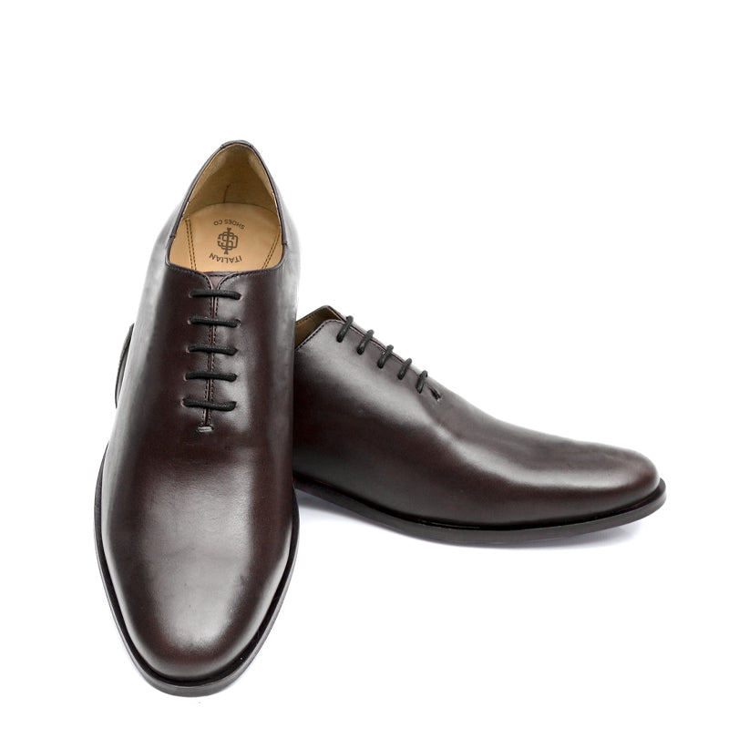 Classic Plain Wholecut Leather Oxford Shoe Dark Brown