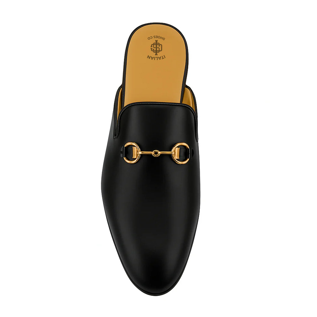 Plain Design Leather Mule Brown