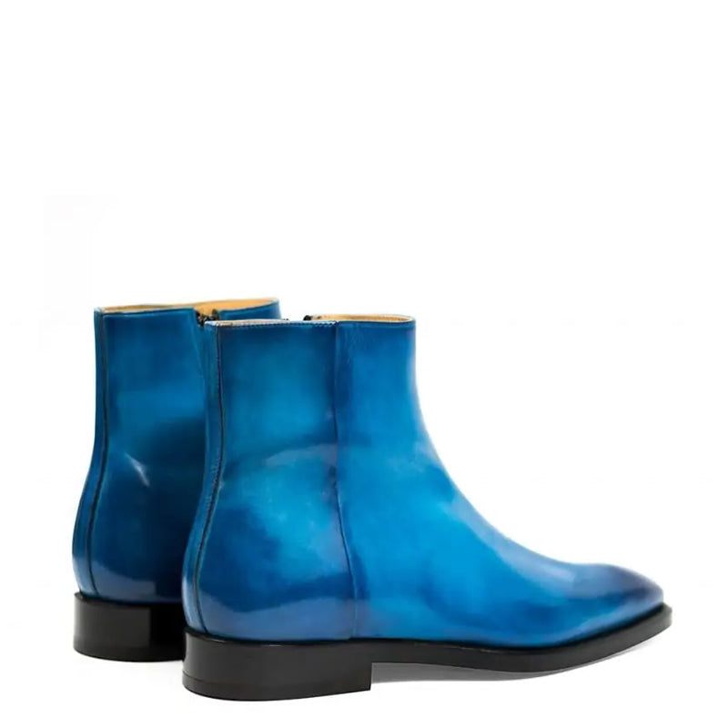 Midnight Classic Shiny Leather Side-Zipper Red Boot