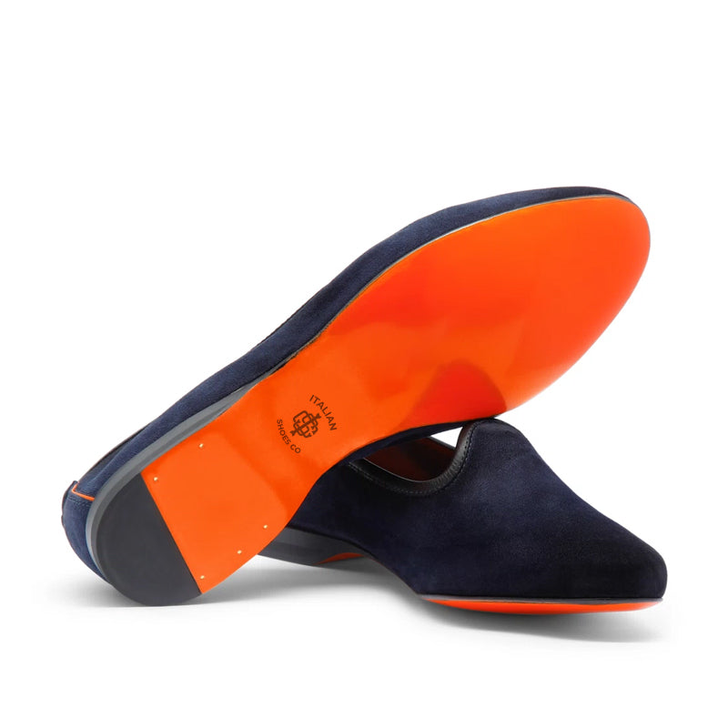 Men Suede Handmade Leather Velvet Blue Loafer