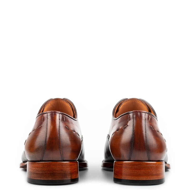 Polished Leather Handmade Oxford Shoe Tan and Brown