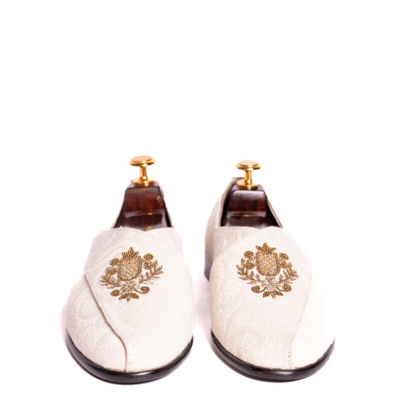 Cross Strap Design Leather Peshawari White Sandal