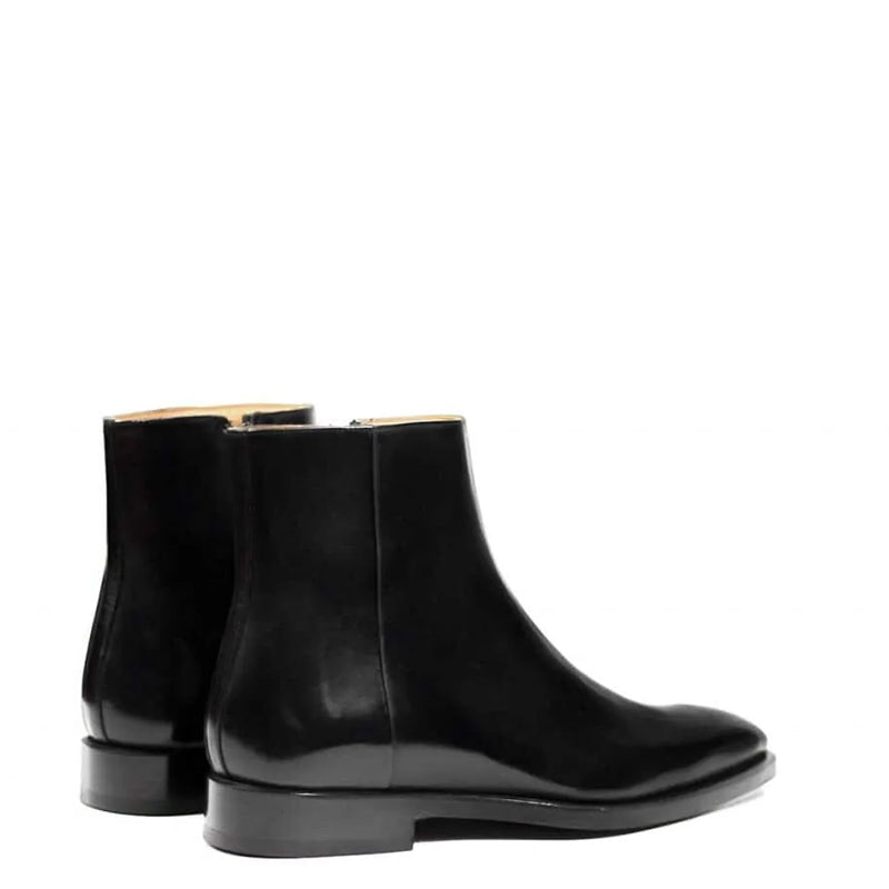 Midnight Classic Shiny Leather Side-Zipper Red Boot