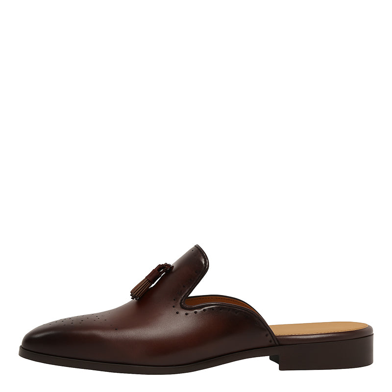 Luxury Medallion Toe Leather Mules