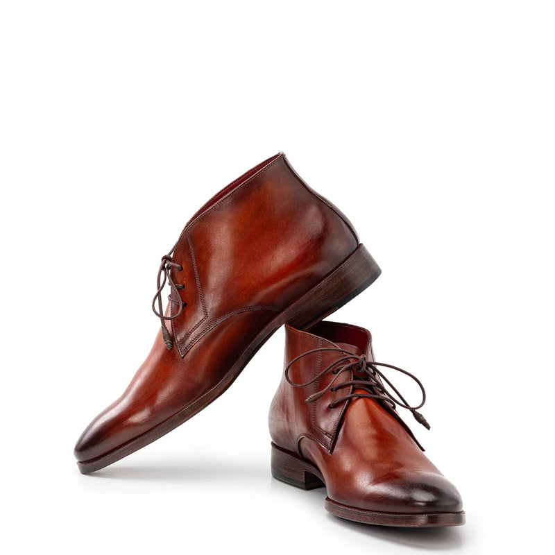 Men Custom Handmade Lace-Up Leather Chukkas Boots