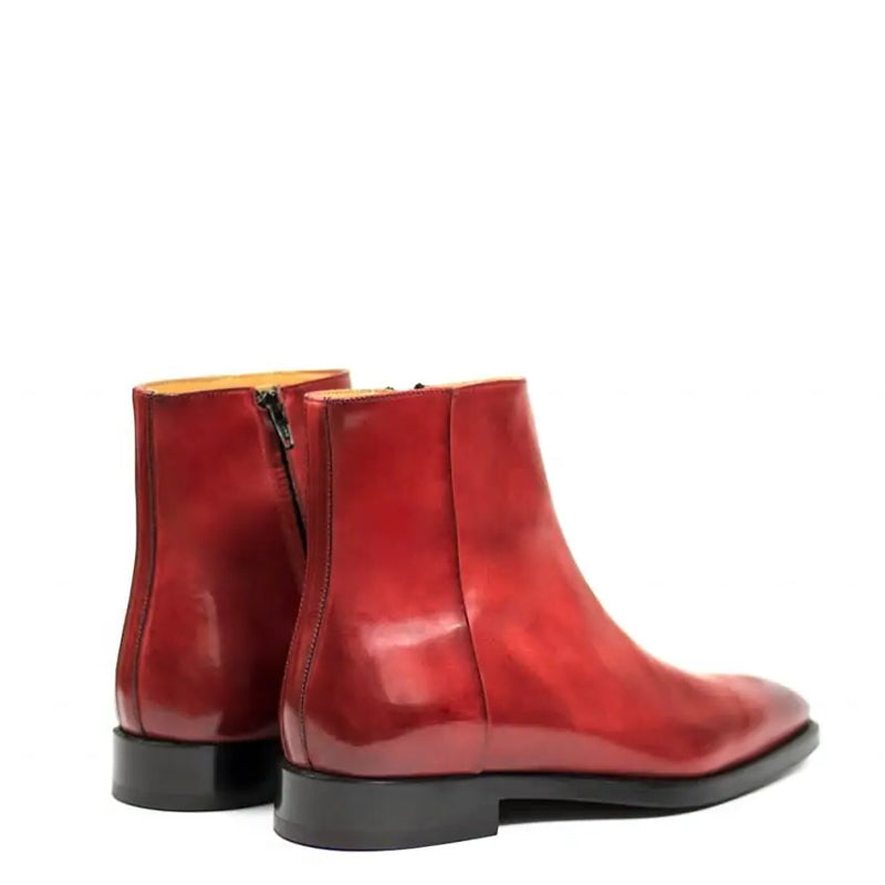 Midnight Classic Shiny Leather Side-Zipper Red Boot