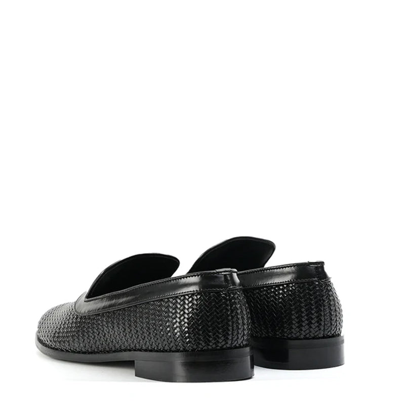 Woven Slip-On Leather Brown Loafer For Men